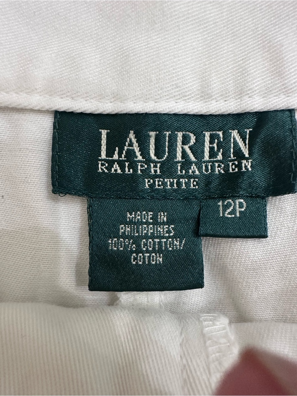 Lauren Ralph Lauren White High Waisted Cotton Chino Shorts 12P - Picture 6 of 6